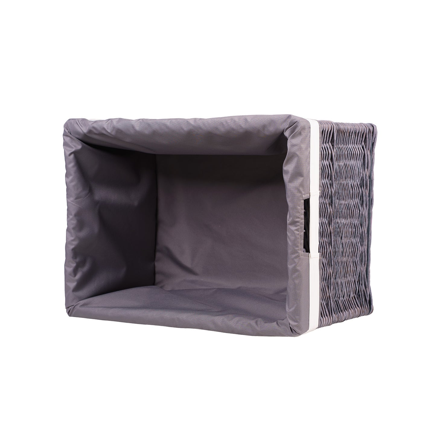 Cervus wiklinowy kosz do przechowywania zabawek z szarym obszyciem TheWickerStories