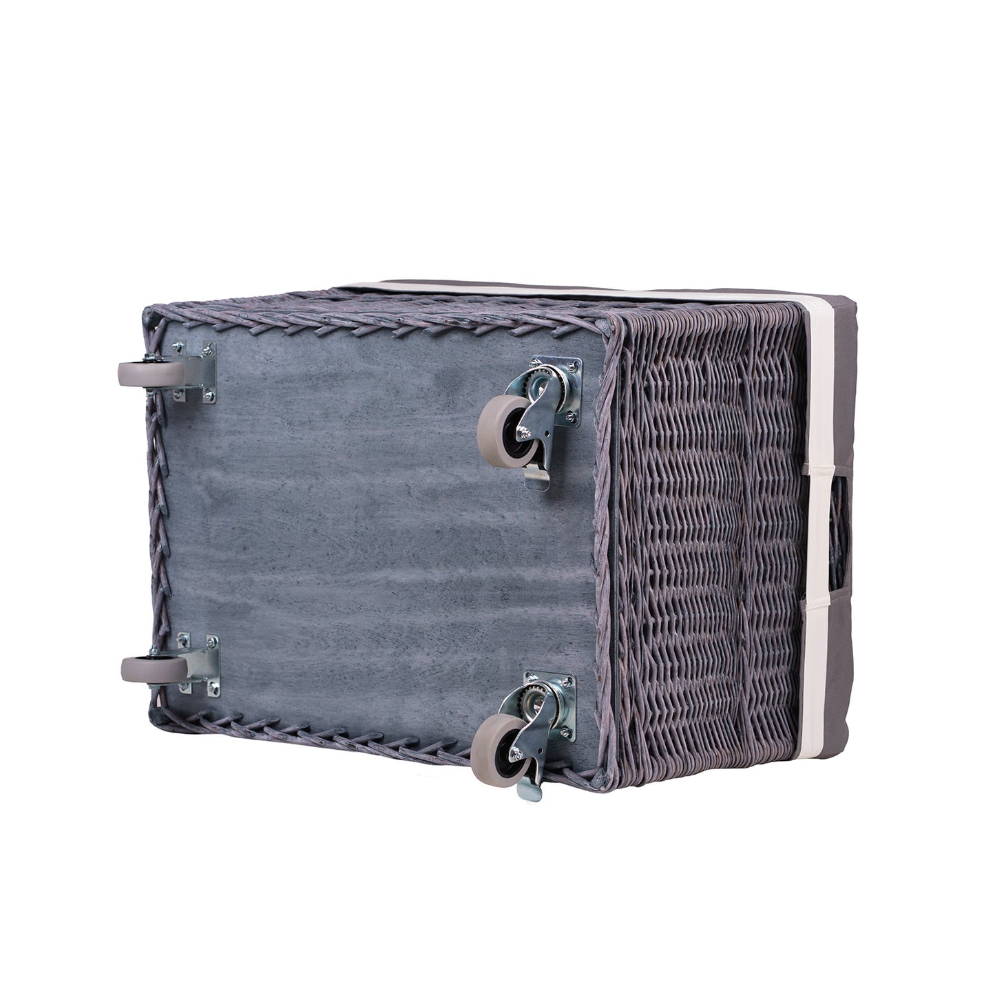 Cervus wiklinowy kosz do przechowywania zabawek z szarym obszyciem TheWickerStories