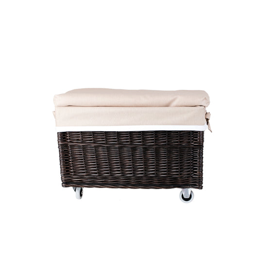Cervus wicker basket with beige lining and wheels