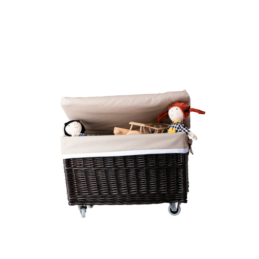 Cervus wicker basket with beige lining and wheels