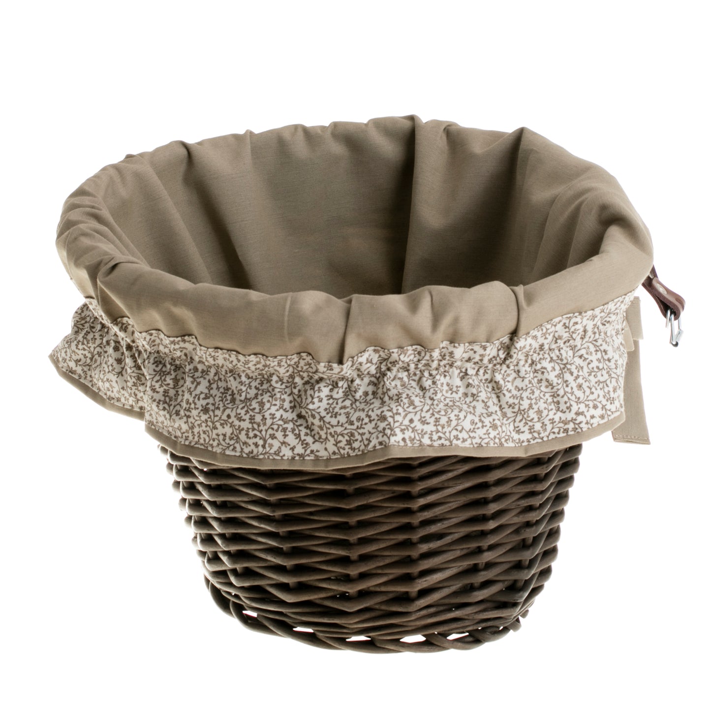Paulus wicker bicycle basket with gray trim and straps