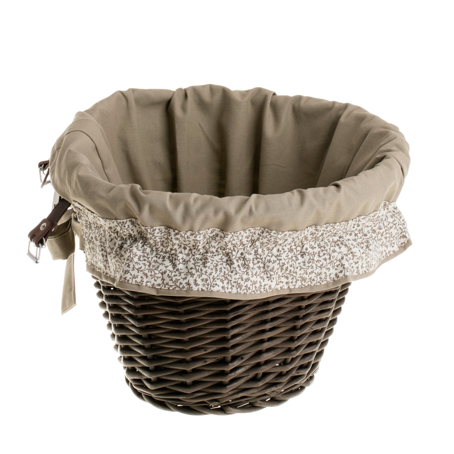 Paulus wicker bicycle basket with gray trim and straps
