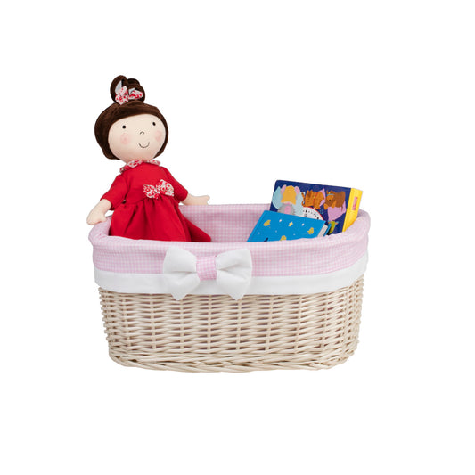 Nestor petit panier en osier avec doublure rose