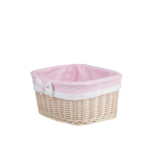 Nestor petit panier en osier avec doublure rose
