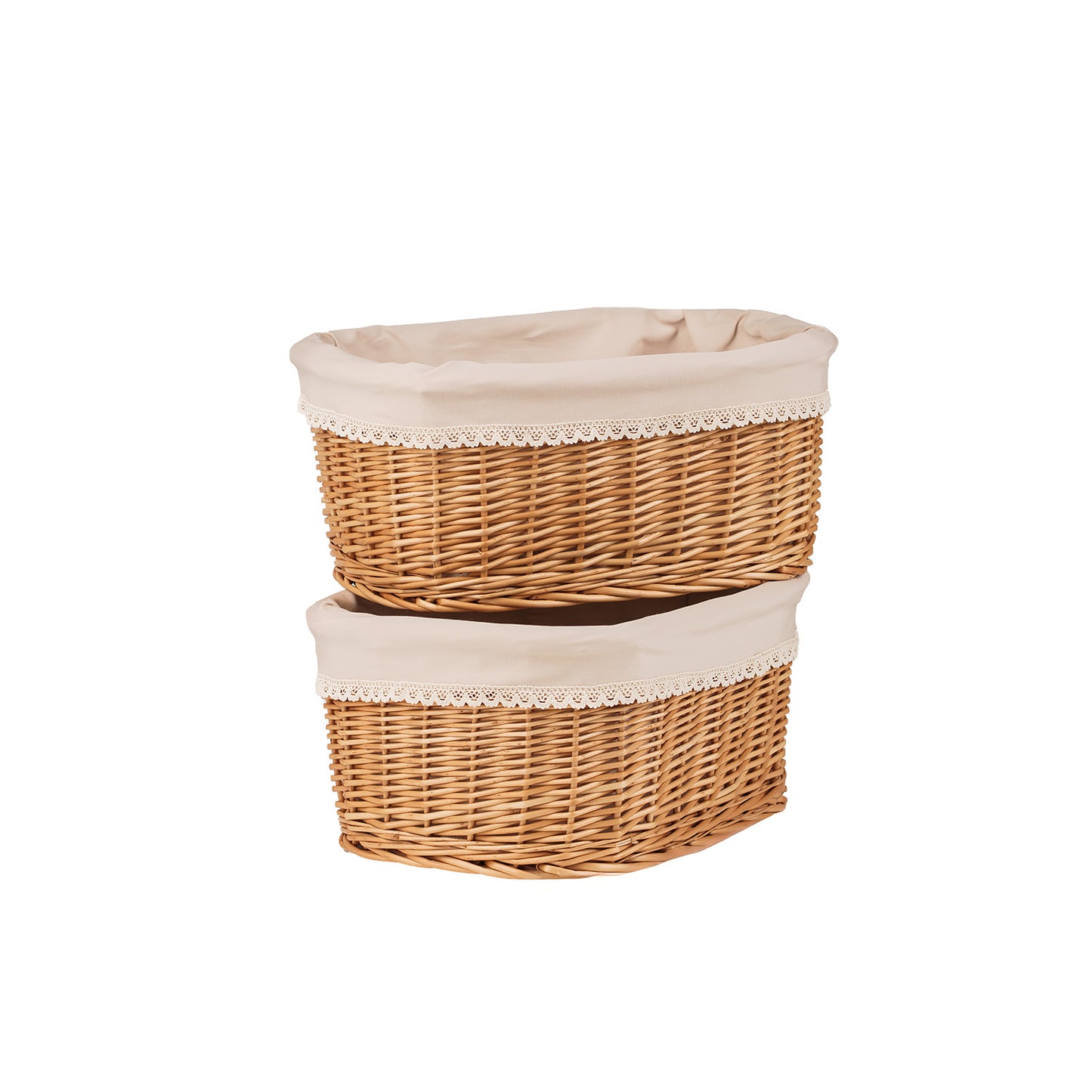 Nestor wiklinowy kosz do pieczywa z beżowym obszyciem, zestaw 2 szt. TheWickerStories