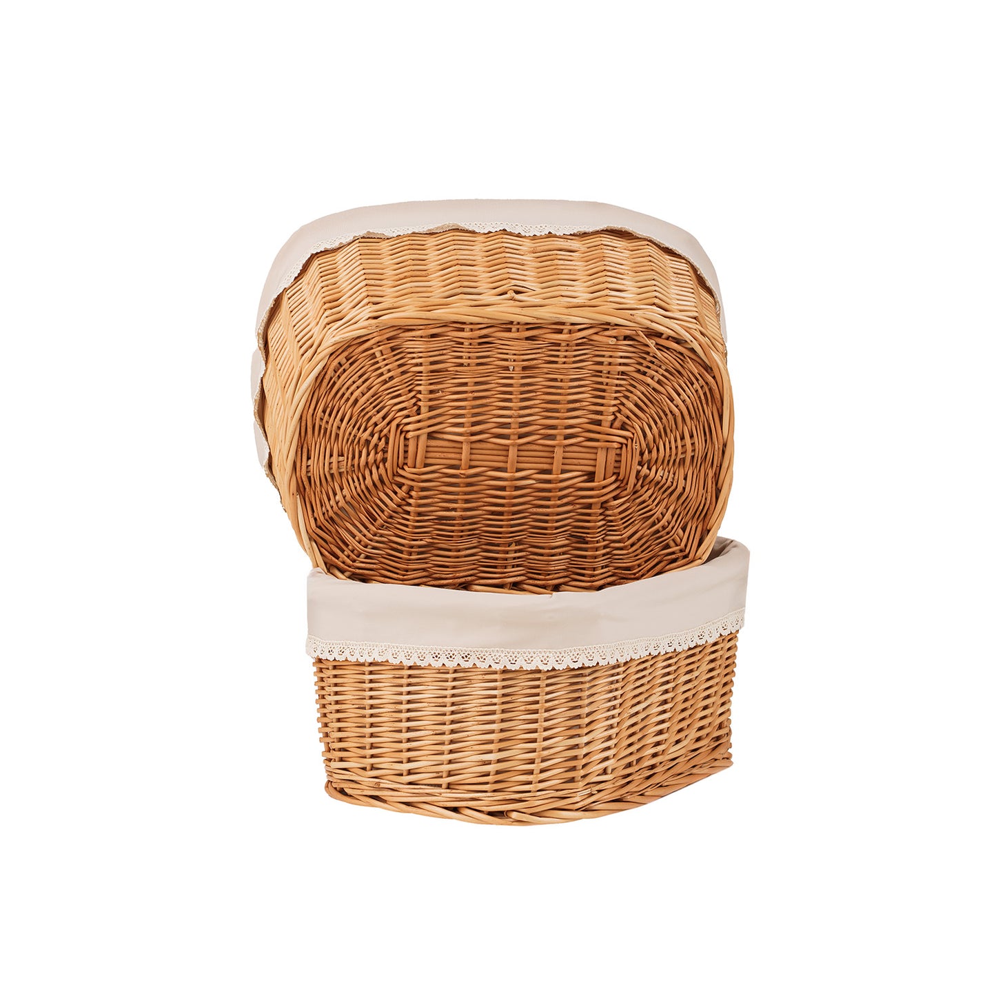 Nestor wiklinowy kosz do pieczywa z beżowym obszyciem, zestaw 2 szt. TheWickerStories