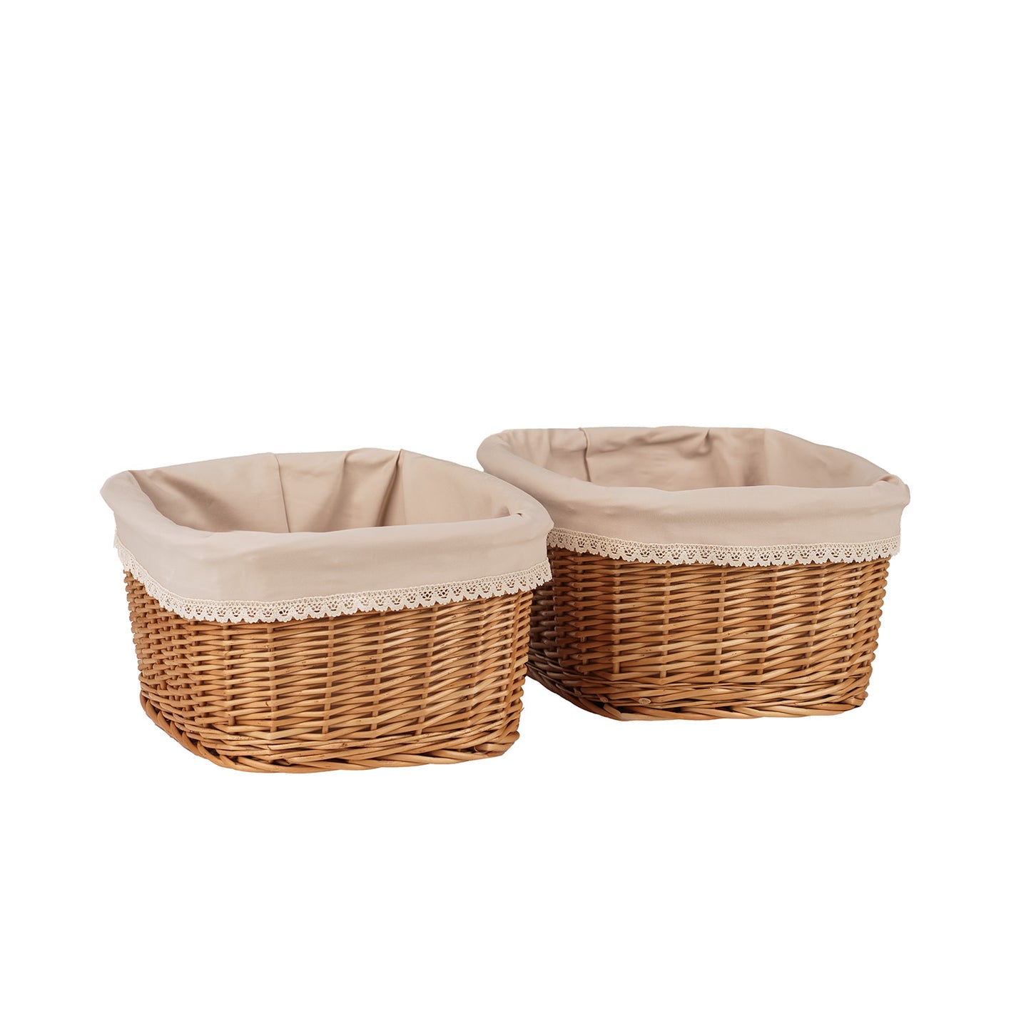 Nestor wiklinowy kosz do pieczywa z beżowym obszyciem, zestaw 2 szt. TheWickerStories