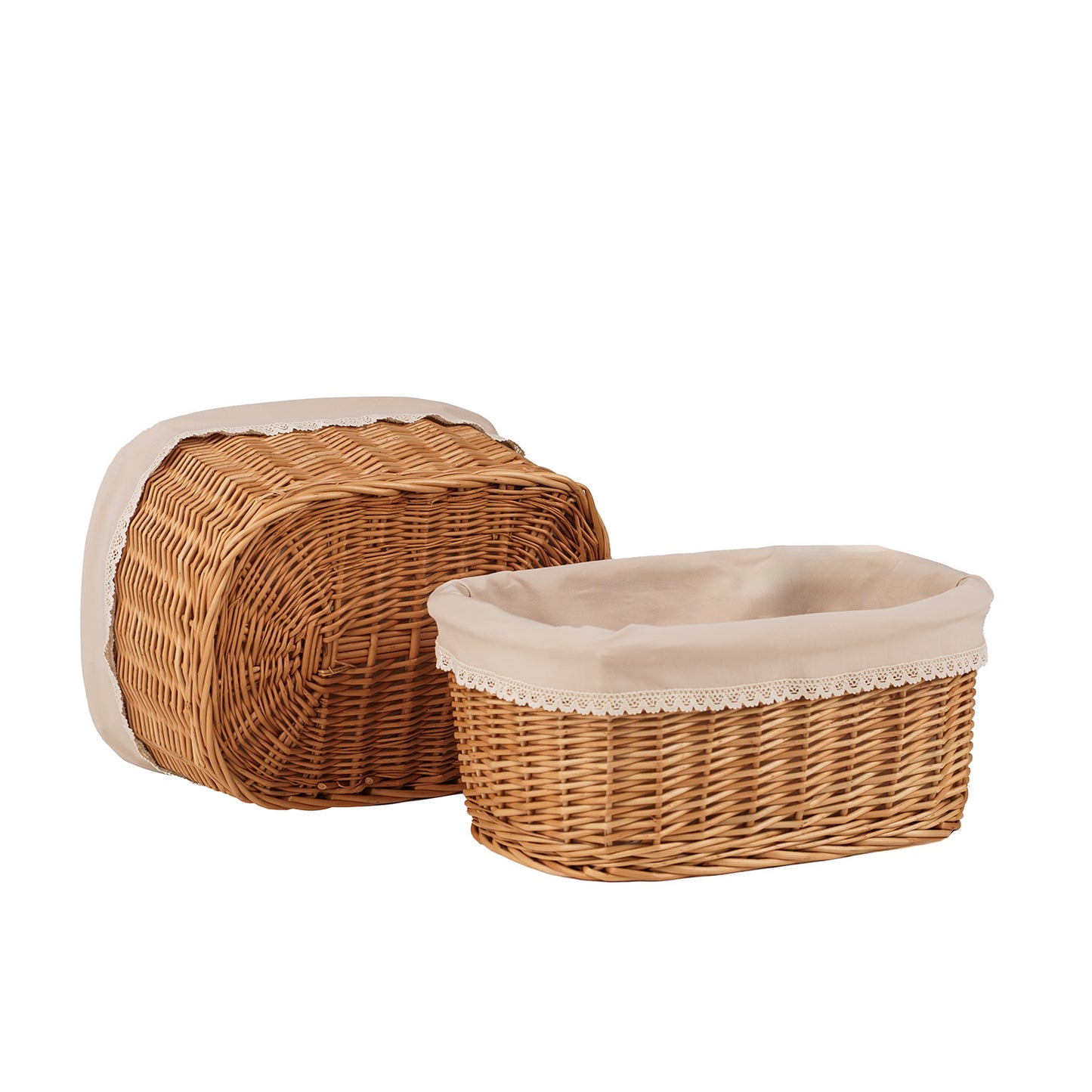 Nestor wiklinowy kosz do pieczywa z beżowym obszyciem, zestaw 2 szt. TheWickerStories