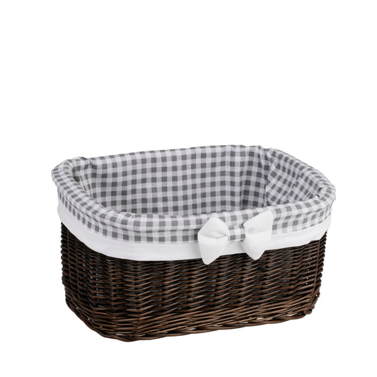 Nestor petit panier en osier avec doublure grise