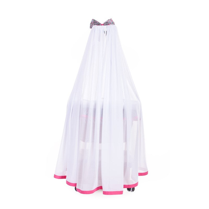 Papilio Landau en osier pour bébé avec finitions roses, capote, coussin et couverture TheWickerStories