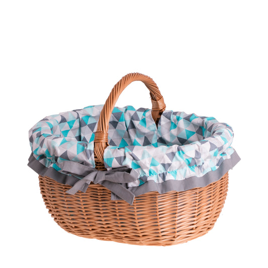 Werburga winkelmand met handvat van wilgentenen en blauwe afwerking