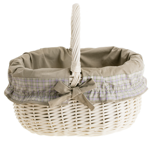 Werburga winkelmand met handvat van wilgentenen en beige afwerking