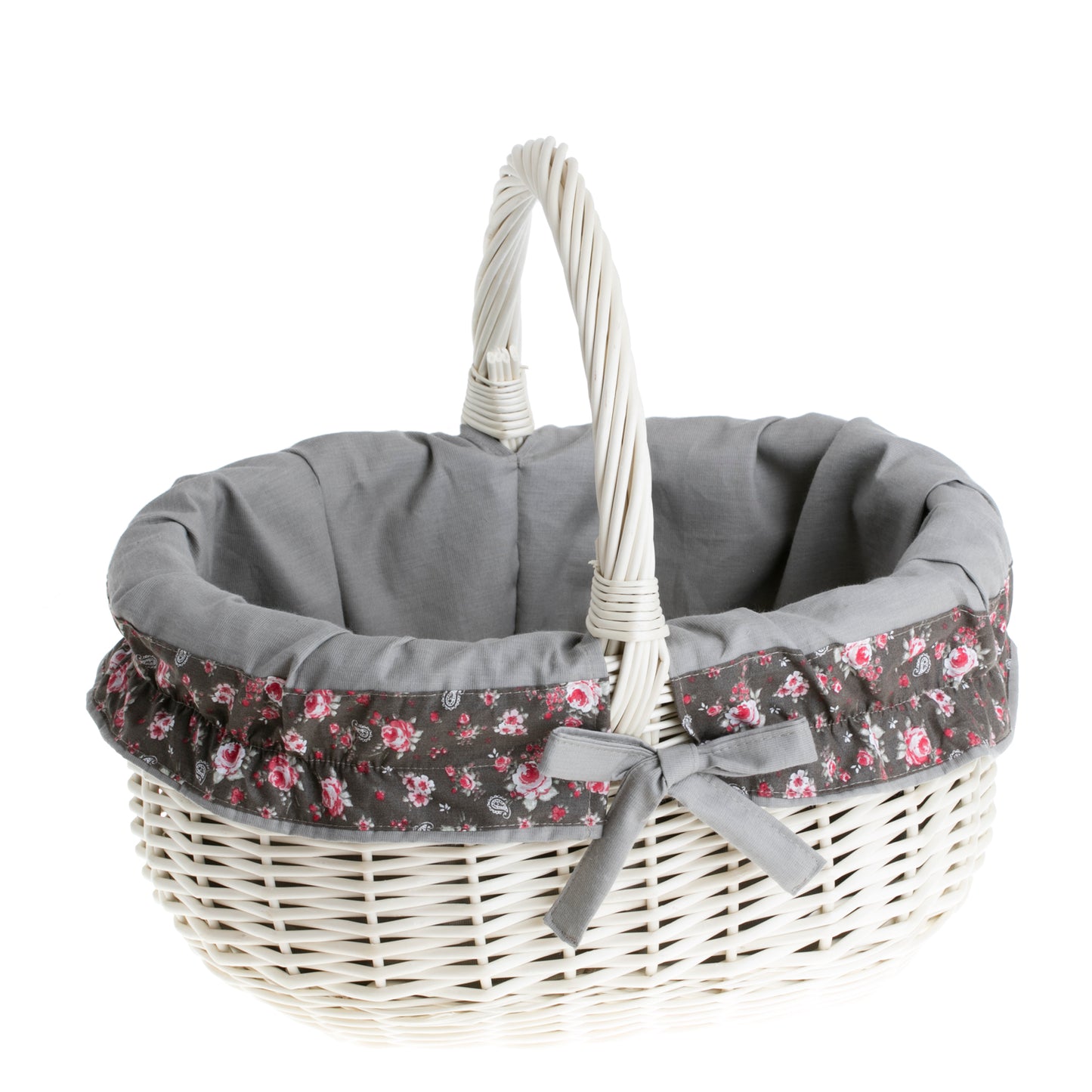 Werburga panier de courses avec poignée en osier et bordure grise