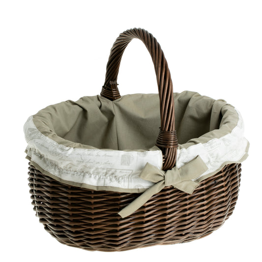 Werburga winkelmand met handvat van wilgentenen en beige afwerking