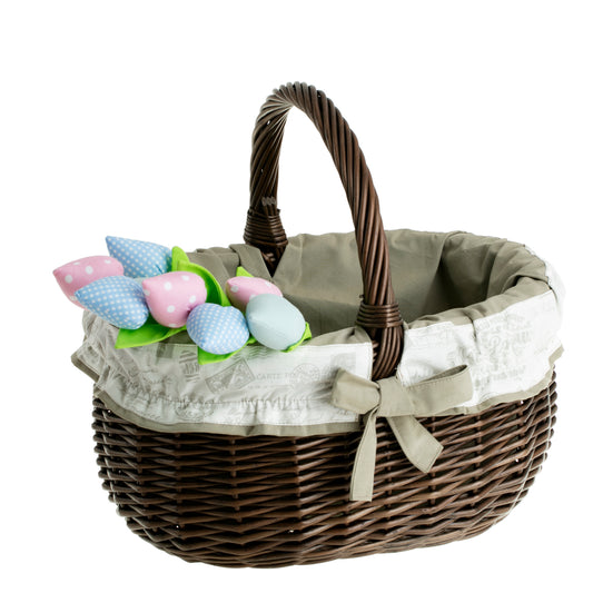 Werburga winkelmand met handvat van wilgentenen en beige afwerking