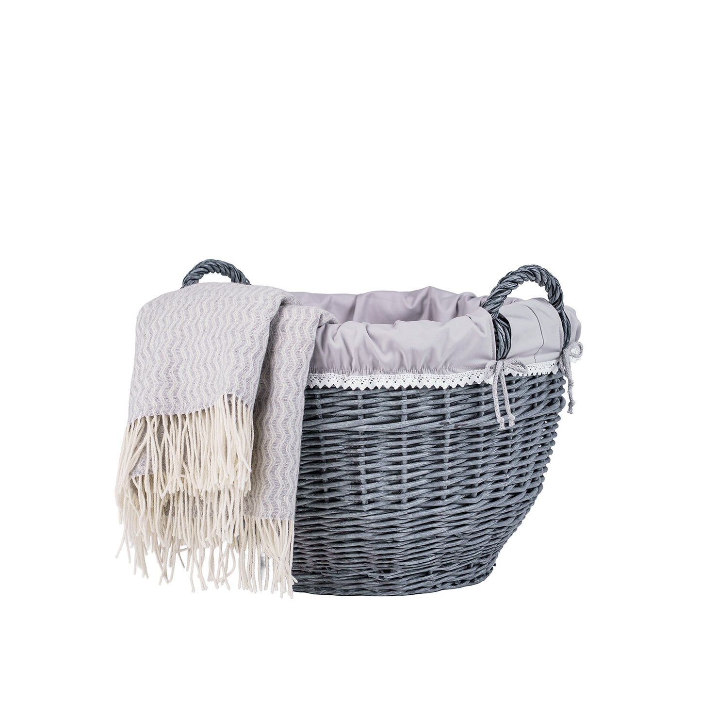 Viloria panier à linge en osier avec doublure grise TheWickerStories