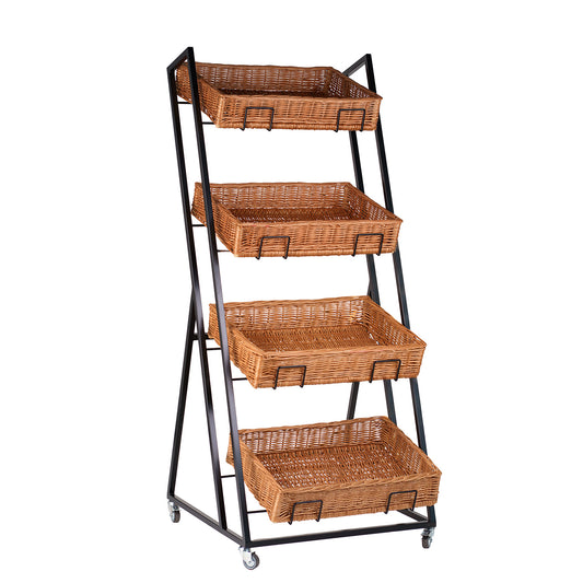 Wiklinowy stojak ekspozycyjny na pieczywo z koszami TheWickerStories