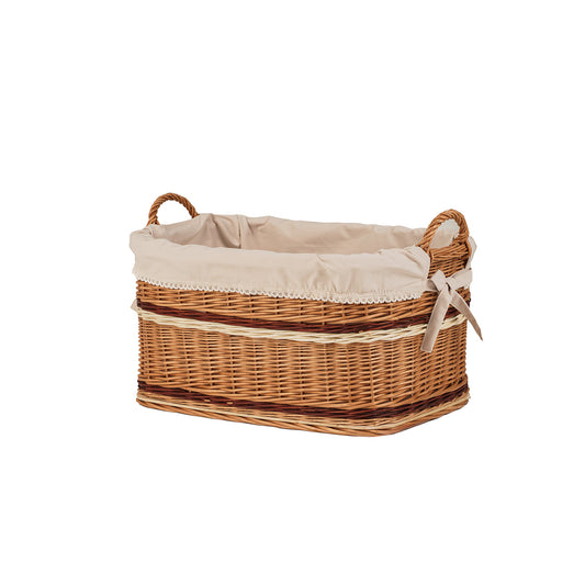 Forselia ψάθινο καλάθι αποθήκευσης με μπεζ επένδυση TheWickerStories