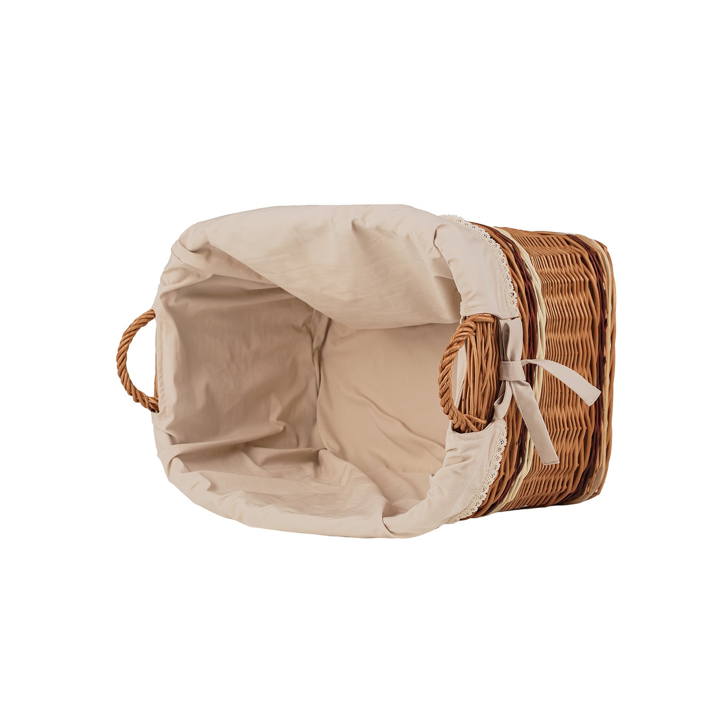 Forselia ψάθινο καλάθι αποθήκευσης με μπεζ επένδυση TheWickerStories