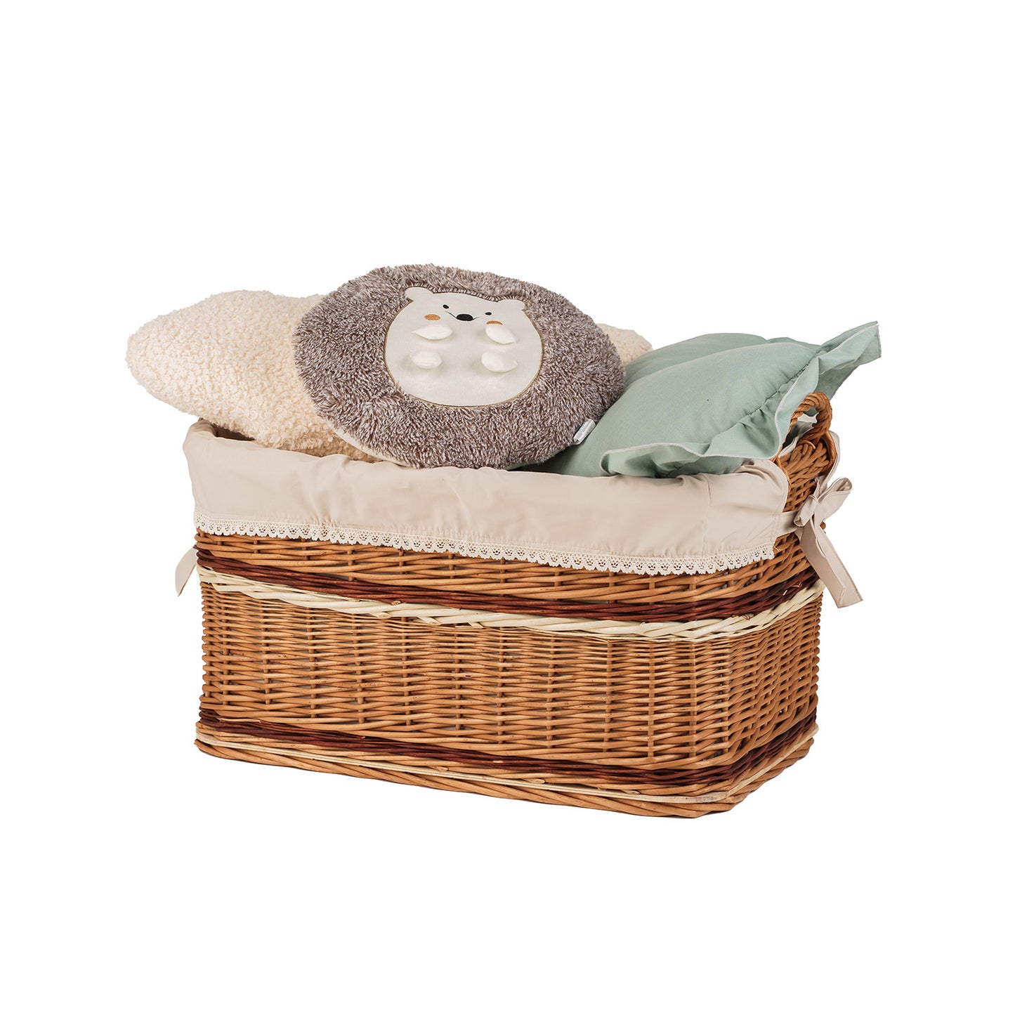 Forselia ψάθινο καλάθι αποθήκευσης με μπεζ επένδυση TheWickerStories