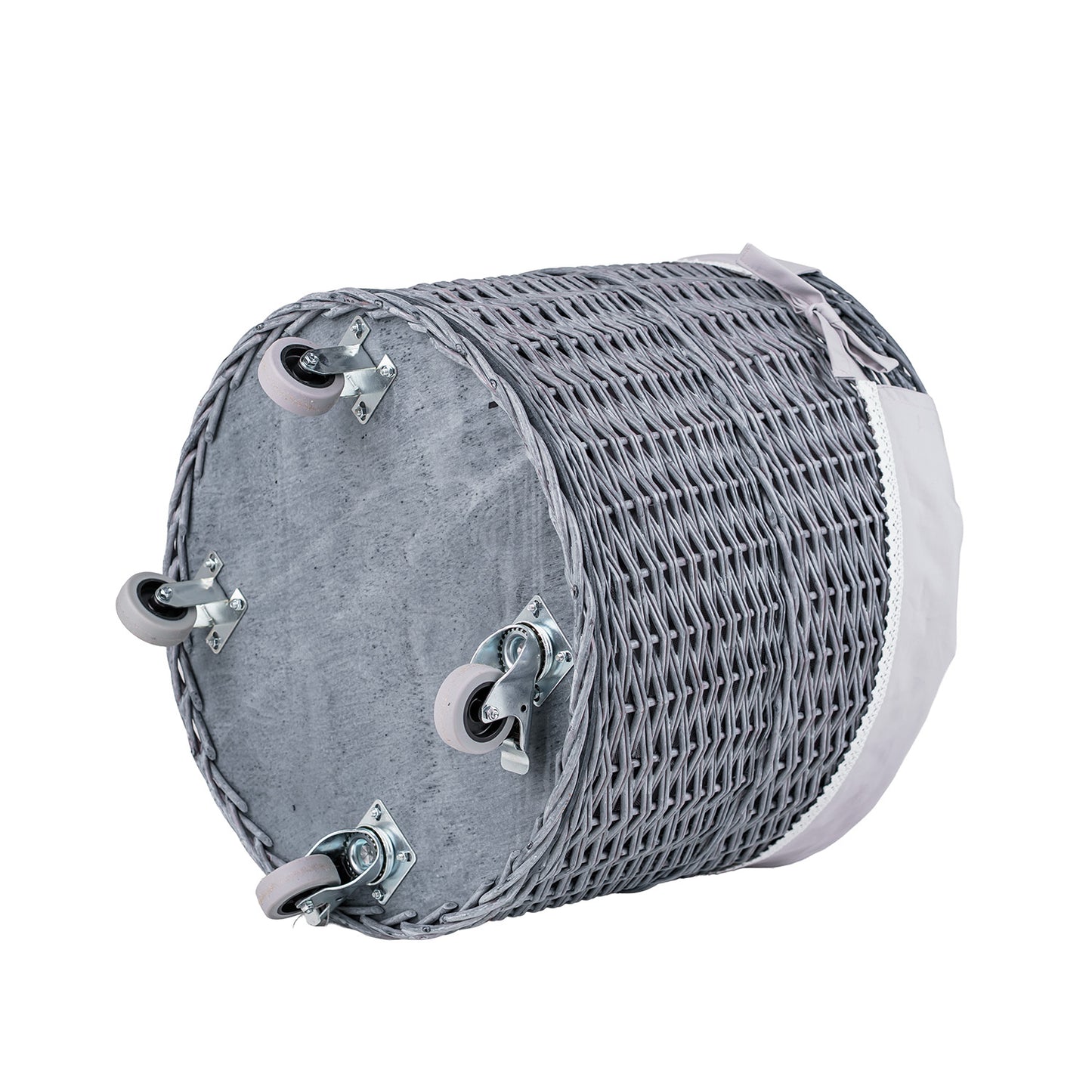 Caros wicker storage basket with gray trim TheWickerStories