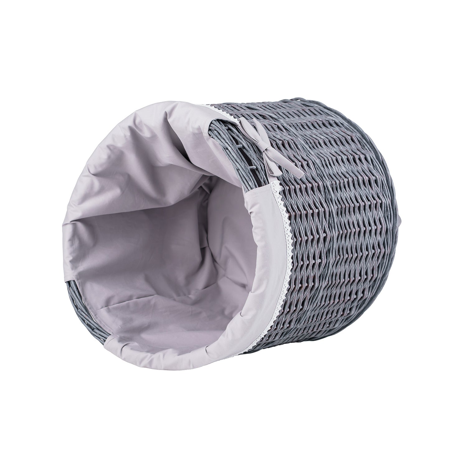 Caros ψάθινο καλάθι αποθήκευσης με γκρι περίγραμμα TheWickerStories