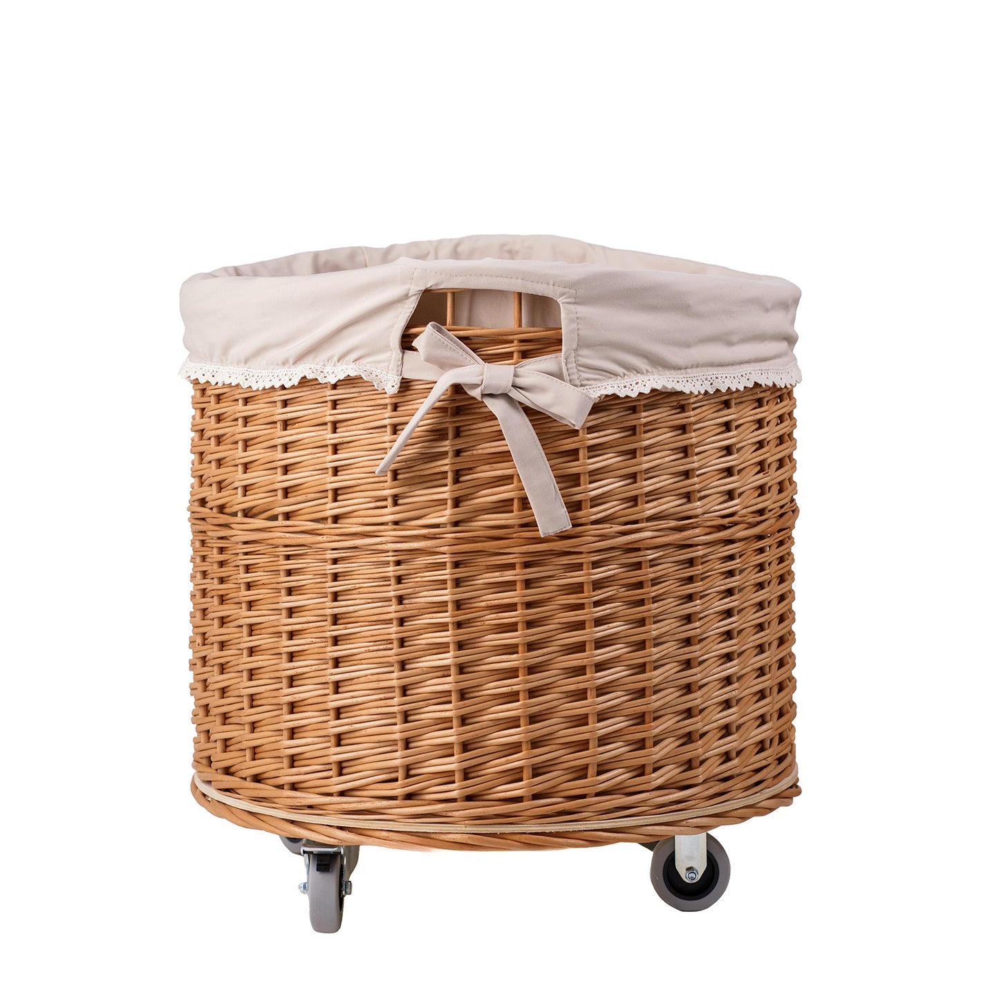 Caros διακοσμητικό καλάθι από ψάθα με μπεζ διακοσμητικό τελείωμα TheWickerStories