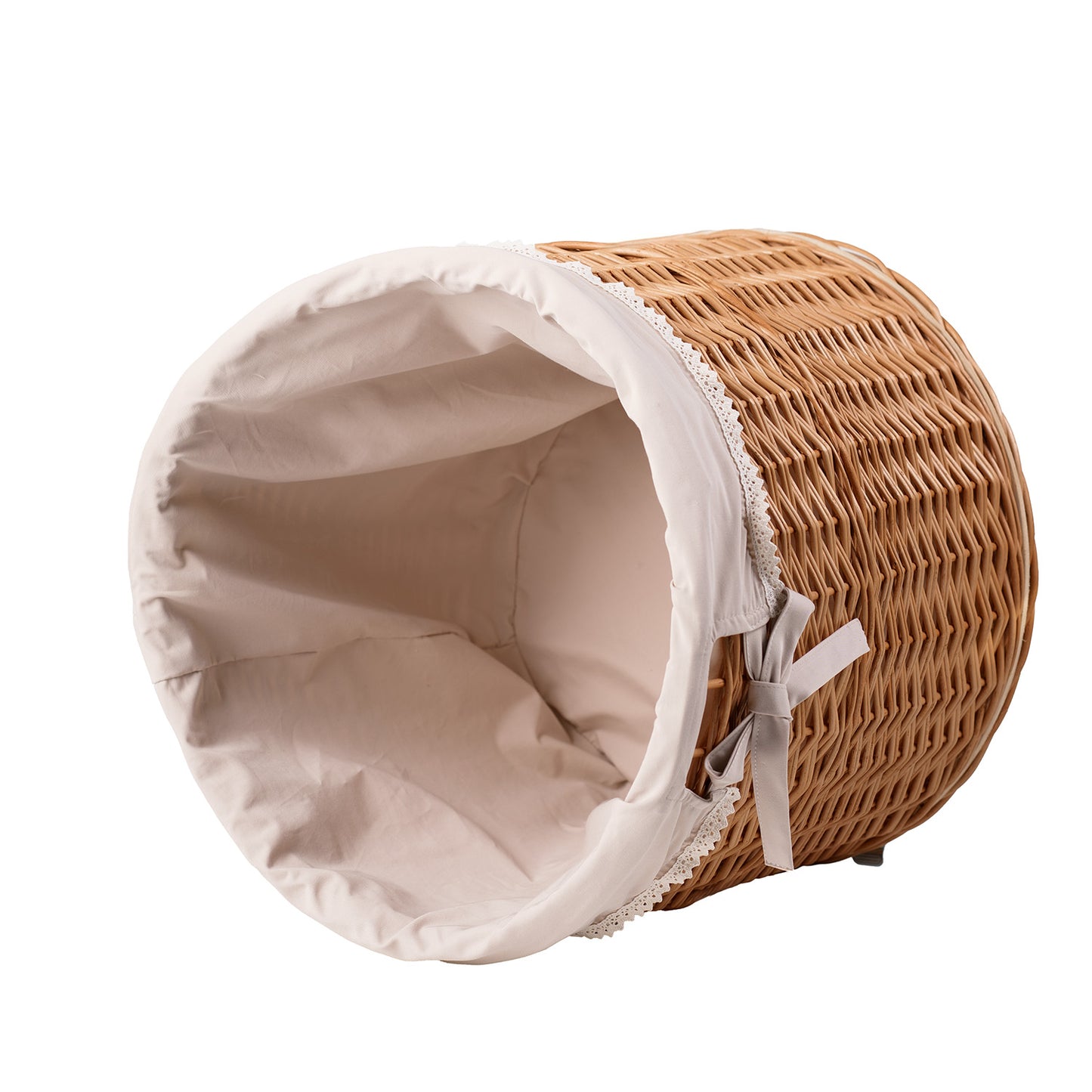 Caros διακοσμητικό καλάθι από ψάθα με μπεζ διακοσμητικό τελείωμα TheWickerStories