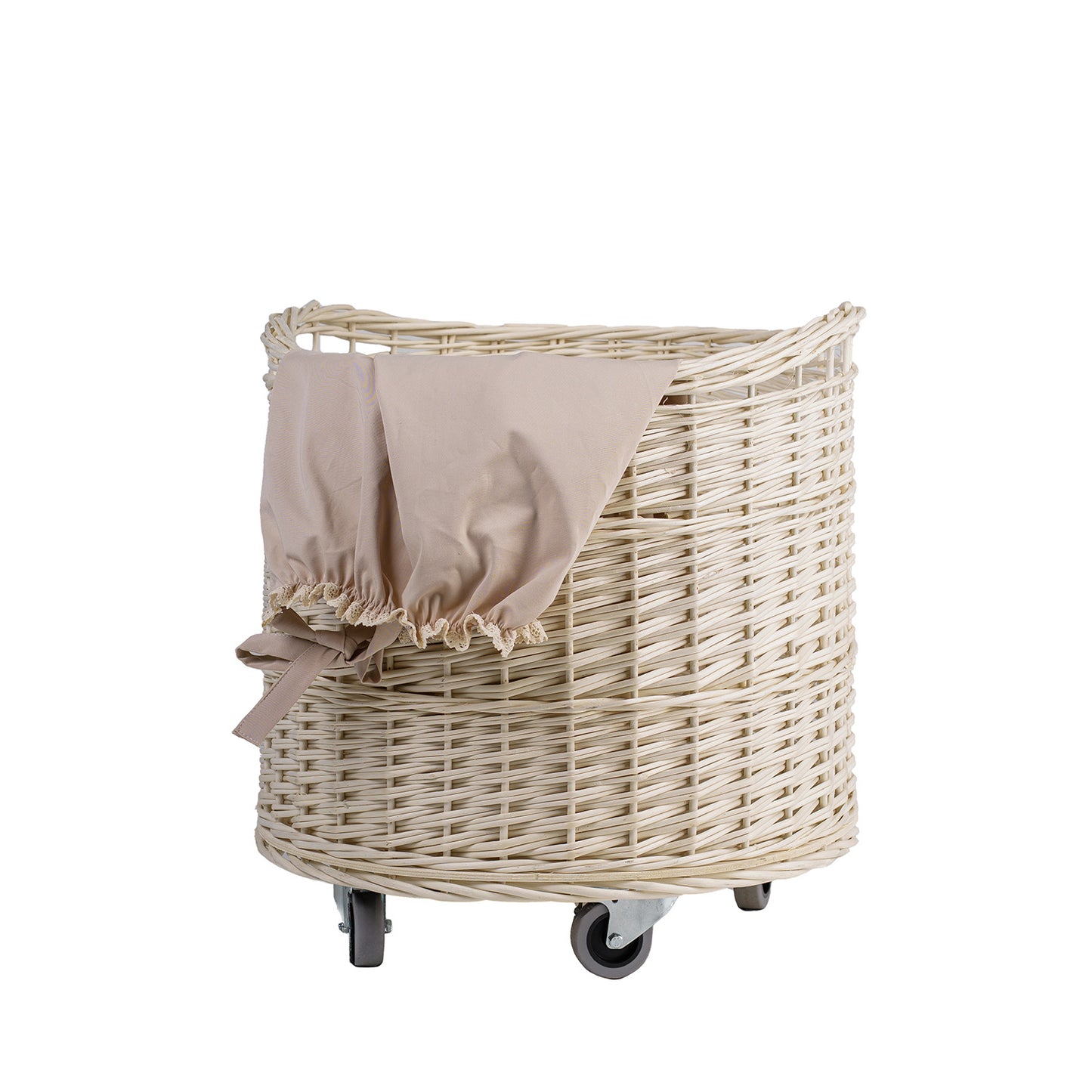 Caros ψάθινο καλάθι αποθήκευσης με μπεζ επένδυση TheWickerStories