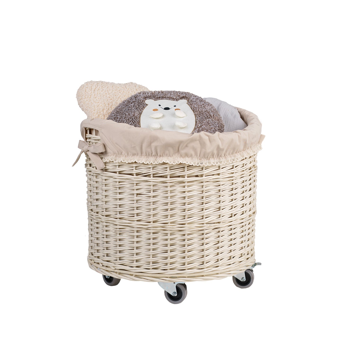 Caros ψάθινο καλάθι αποθήκευσης με μπεζ επένδυση TheWickerStories