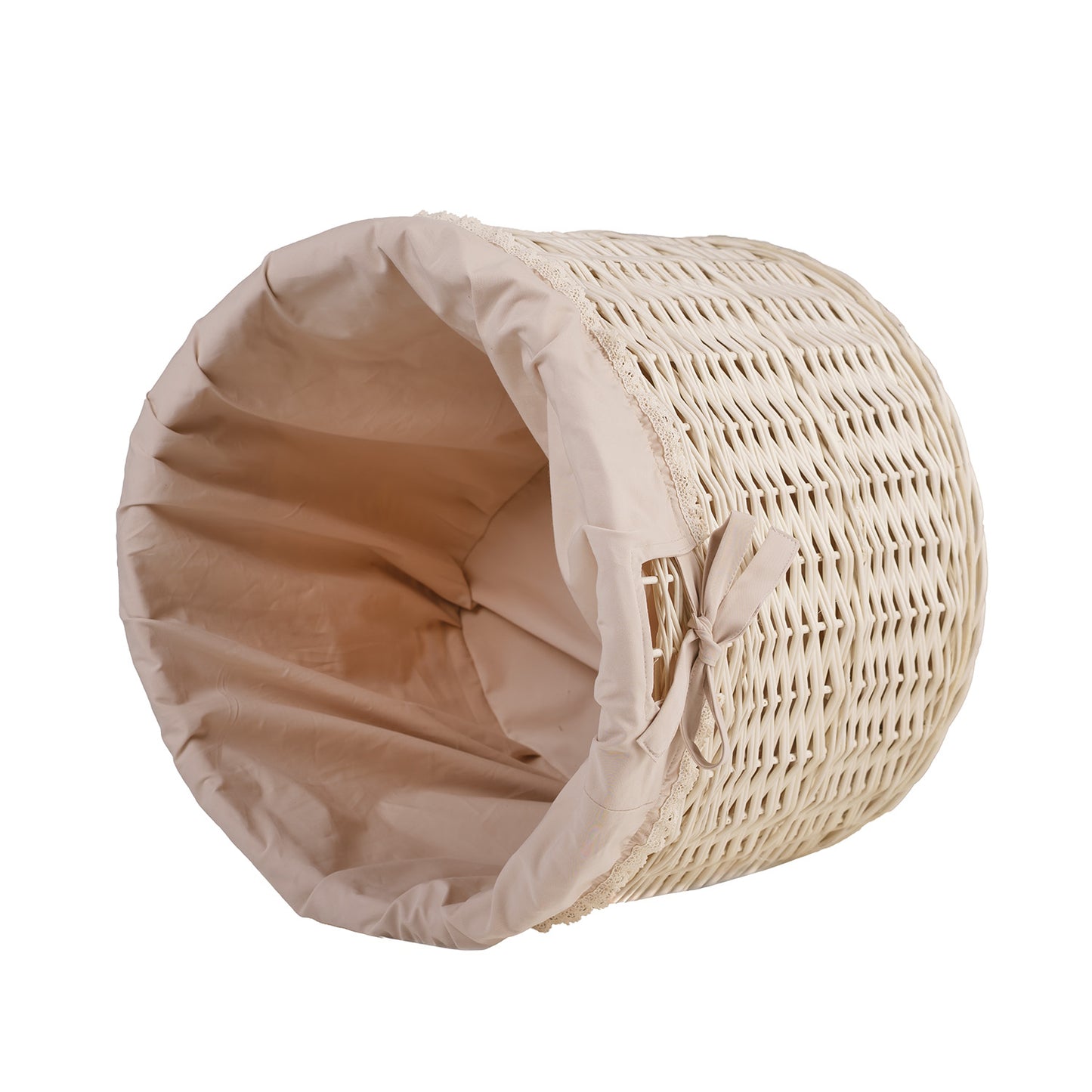 Caros ψάθινο καλάθι αποθήκευσης με μπεζ επένδυση TheWickerStories