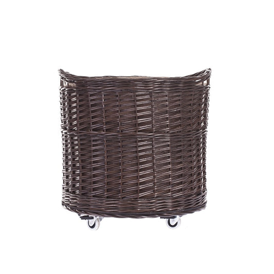 Caros wicker basket container with beige trim and wheels