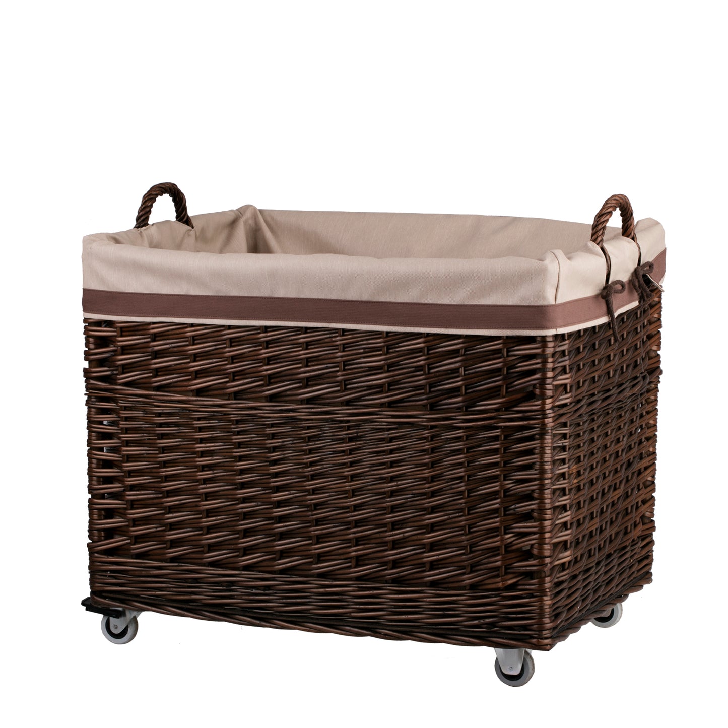 Salux ψάθινο εκθεσιακό καλάθι για κατάστημα με καφέ επένδυση TheWickerStories