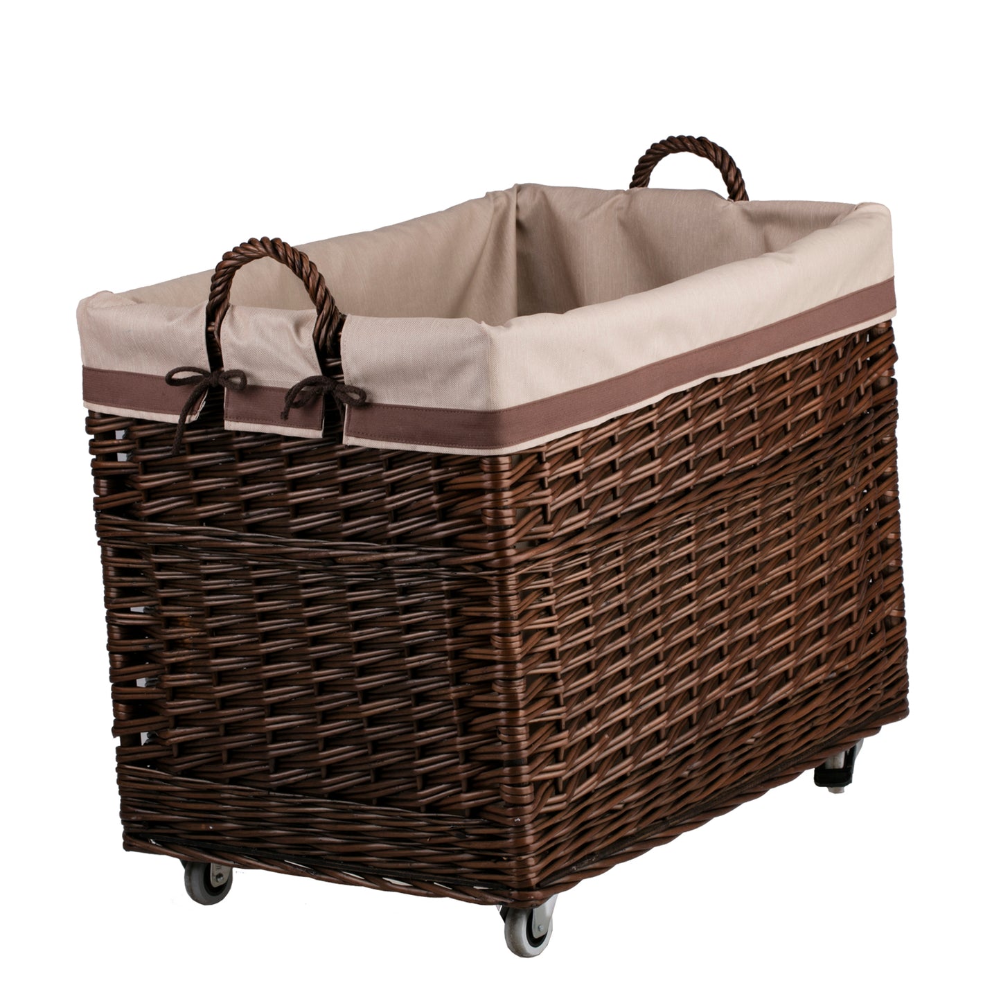 Salux ψάθινο εκθεσιακό καλάθι για κατάστημα με καφέ επένδυση TheWickerStories