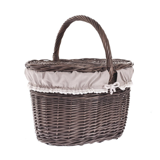 Kastalia wicker picnic basket with beige lining and lid