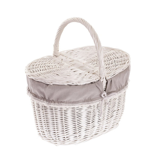 Kastalia wicker picnic basket with beige lining and lid