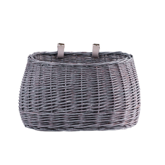 Marone petit panier de vélo en osier avec sangles