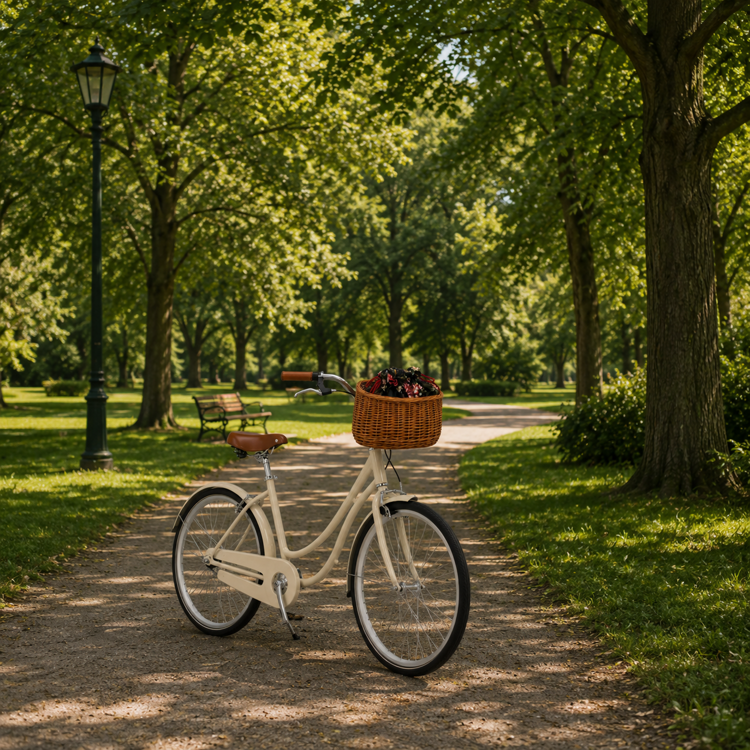 fletkurv til cykel med farvet kant, aftagelig pose og læderremme