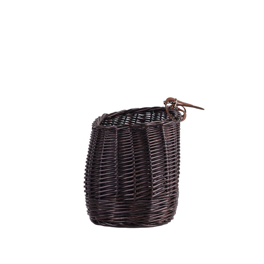Marone petit panier de vélo en osier avec sangles