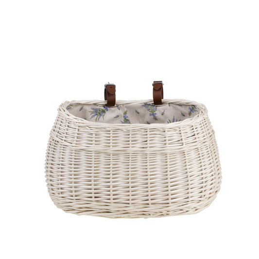 Marone petit panier de vélo en osier avec doublure beige et sangles
