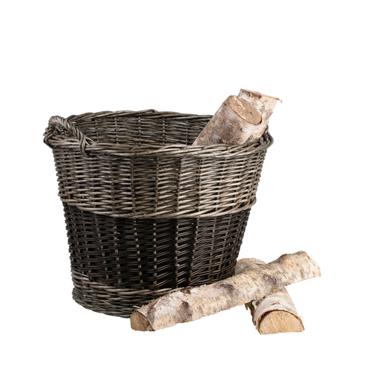 Fiorenia Rieten mand voor haardhout met handvatten