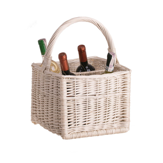 Gaudios wicker bottle basket with compartments and handle