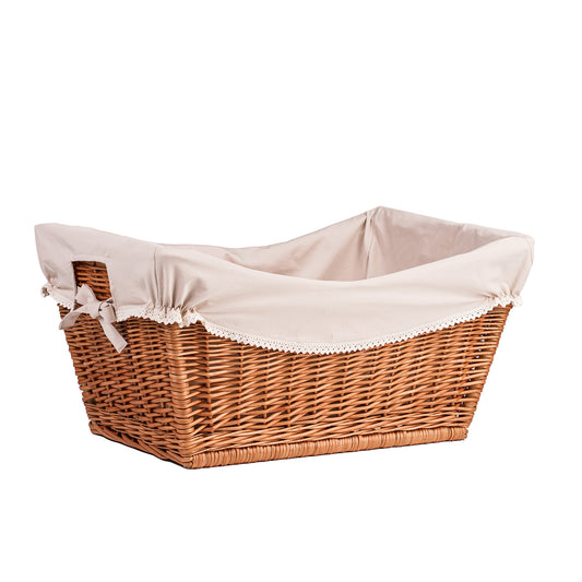 Torellia ψάθινο καλάθι αποθήκευσης με μπεζ επένδυση TheWickerStories