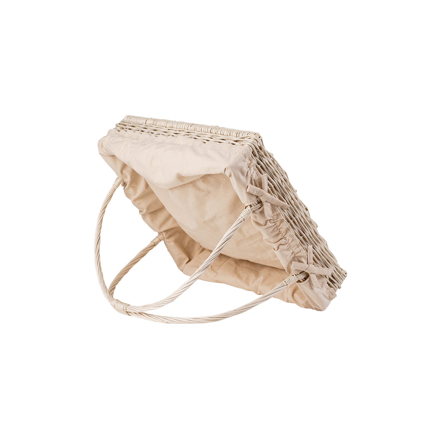 Allium panier de service en osier avec bordure beige, avec poignées TheWickerStories