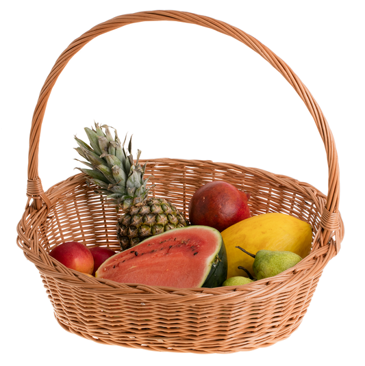 Zizania Rieten cadeau- en bloemenmand met handvat
