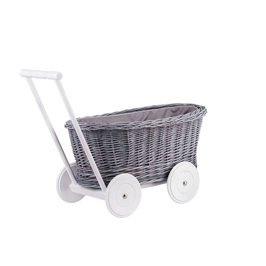 Luke chariot pousseur en osier avec doublure grise