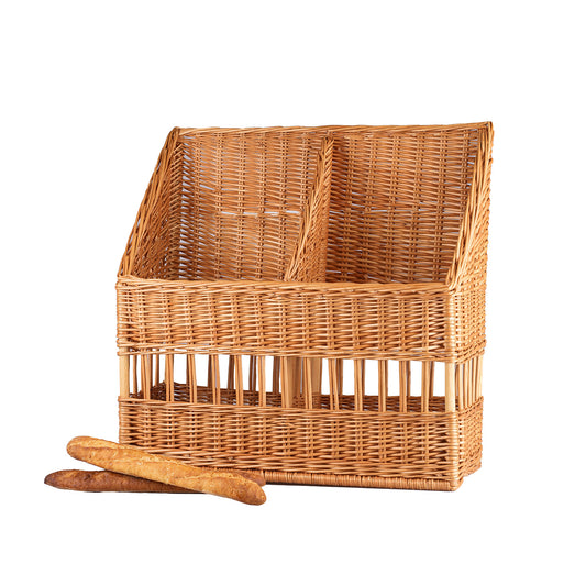 Bonivia wiklinowy kosz na bagietki do ekspozycji w piekarni TheWickerStories