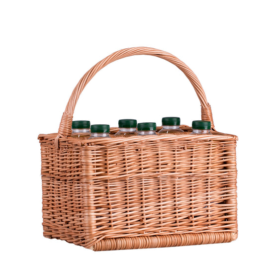 Gionella wicker bottle basket with compartments and handle