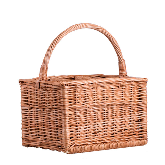 Gionella wicker bottle basket with compartments and handle