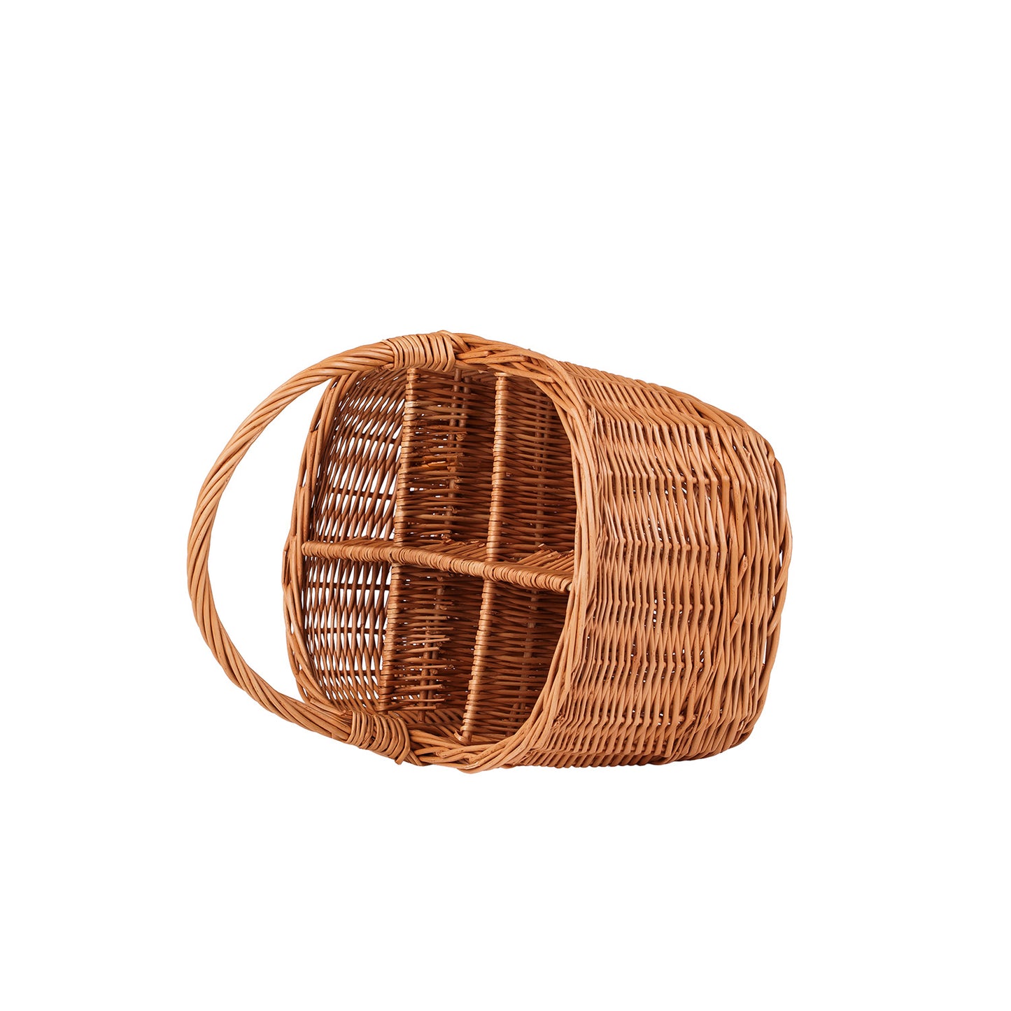 Gaudia wicker basket, bottle crate, carrier with dividers and handle TheWickerStories